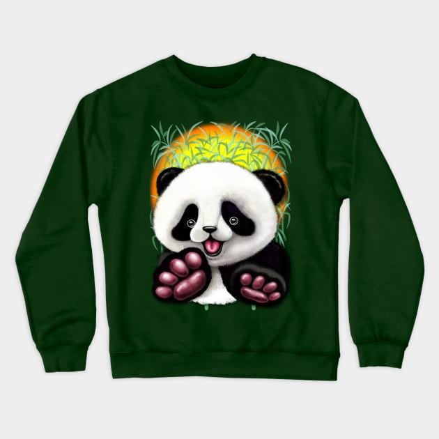 Panda Baby Bear Cute and Happy Crewneck Sweatshirt by BluedarkArt